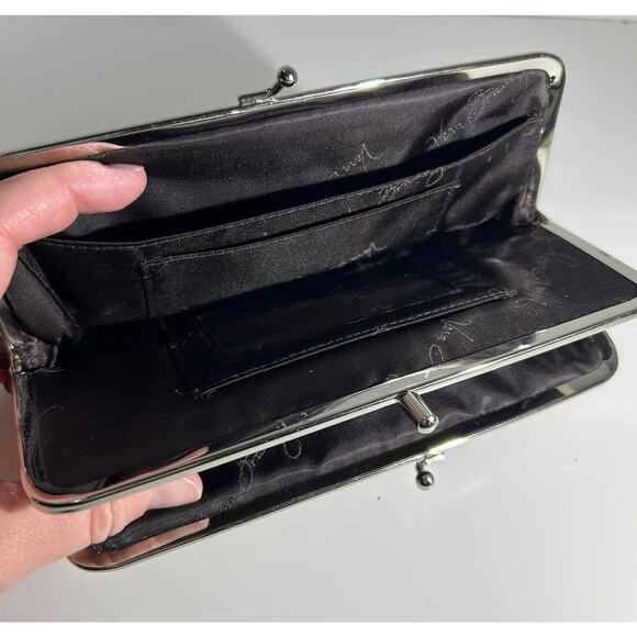 Vera Bradley PUCCINI Quilted Double Kiss Clutch Wallet Brown Floral - Picture 2 of 5